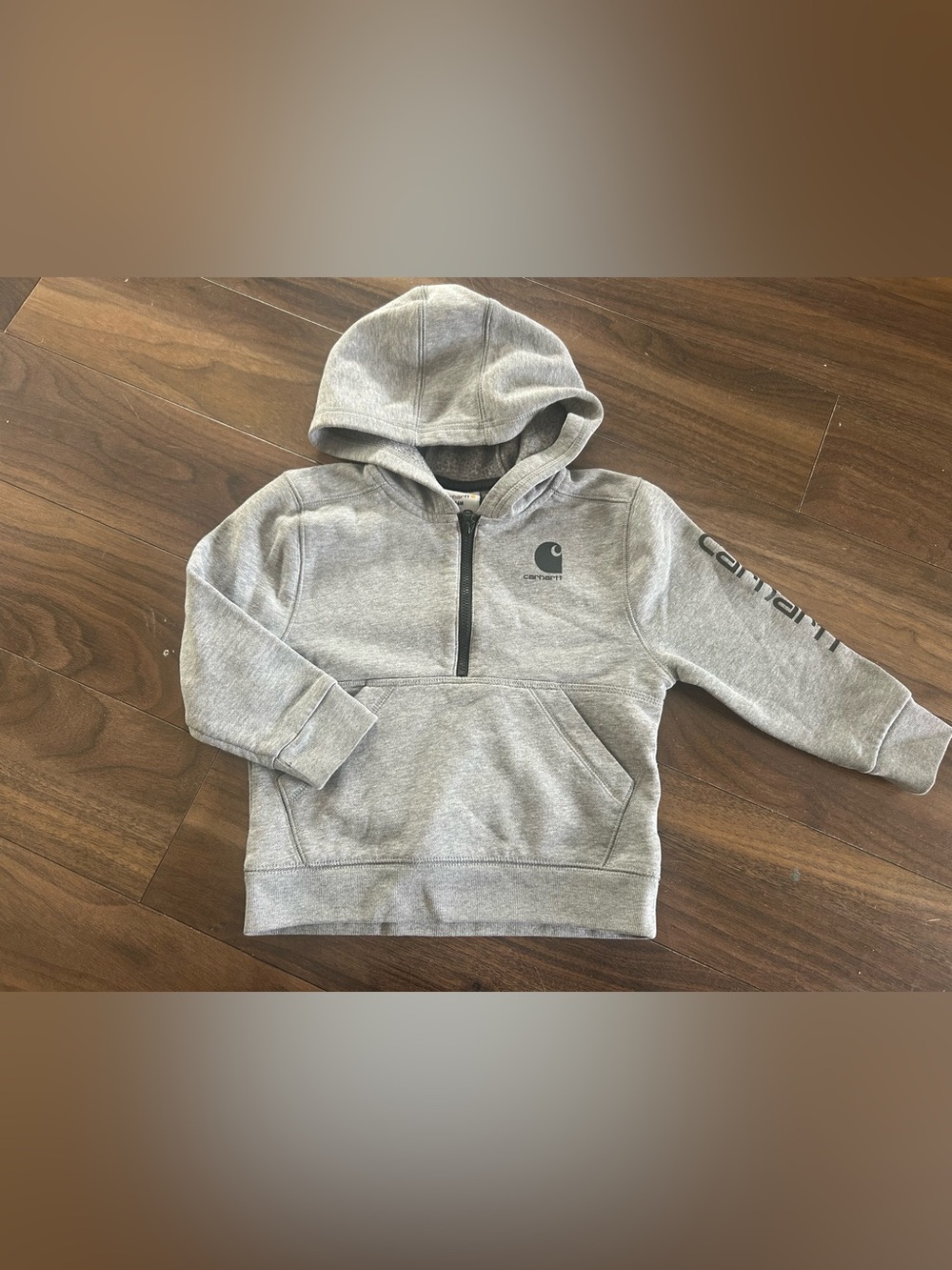 Carhartt Kids' Light Gray Half-Zip Hooded Sweatshirt